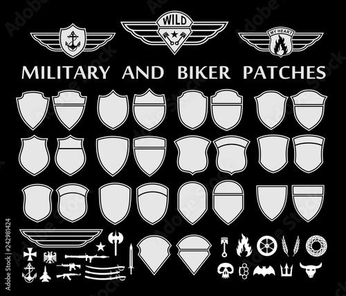 Military and biker patches with wings