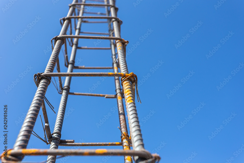 Rebar steel for pillar or pole in process of house building Rebar steel for pillar or pole in process of house building