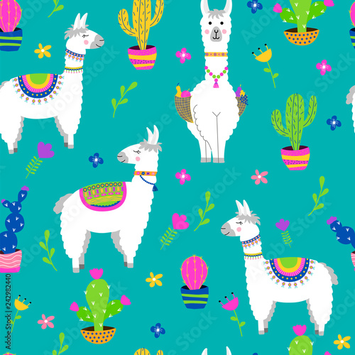 Seamless pattern with llama.