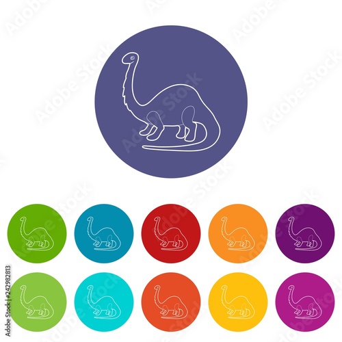 Apatosaurus dinosaur icons color set vector for any web design on white background