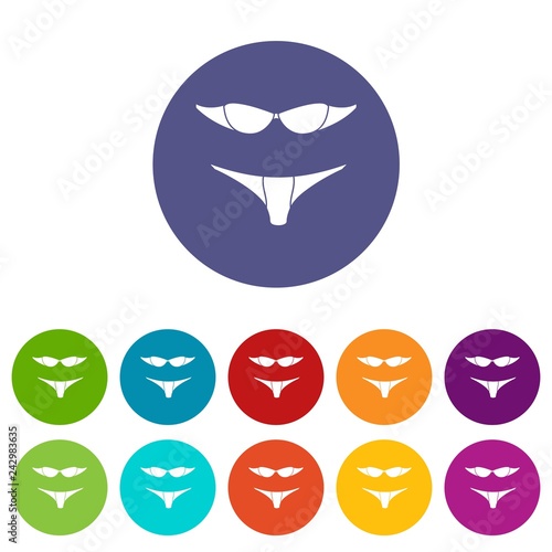 Retro bikini icons color set vector for any web design on white background