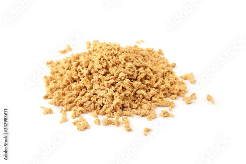 Fotografia Raw soy mince pile isolated on white background