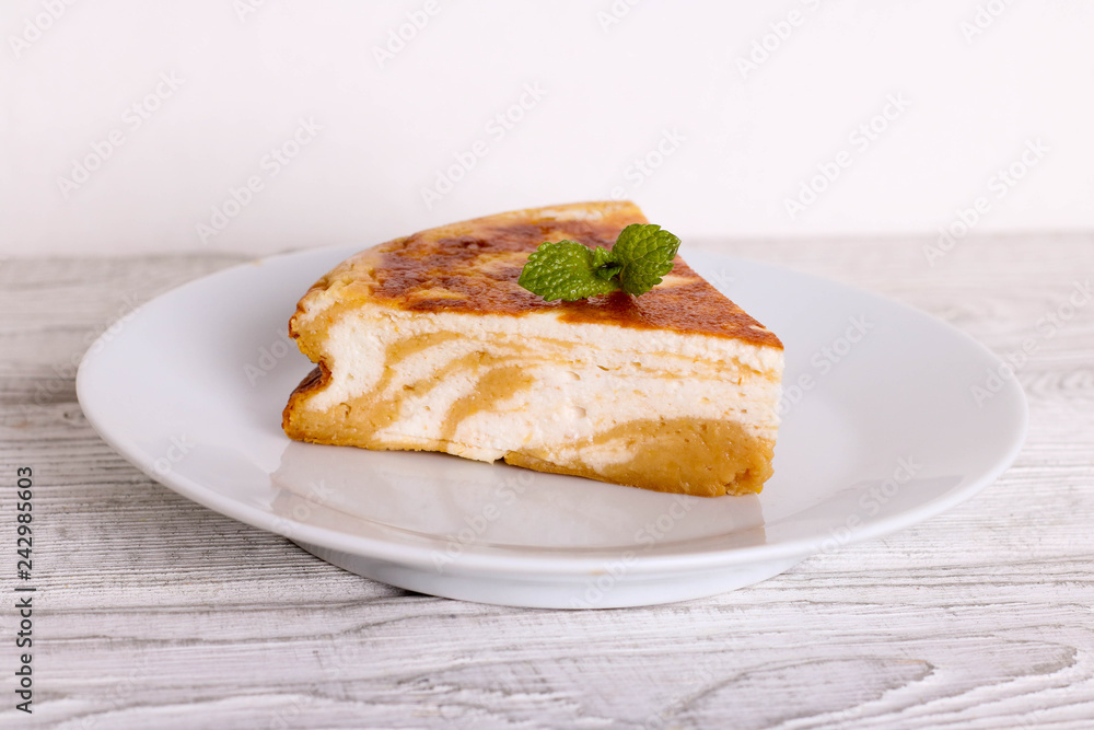 Pumpkin pie, cheese cake with cinnamon