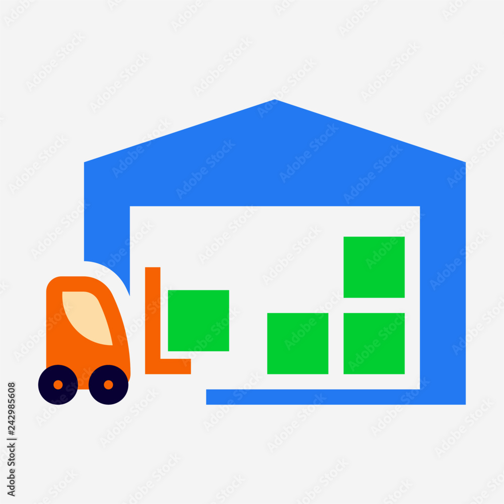 Flat warehouse pixel perfect vector icon Flat warehouse pixel perfect vector icon