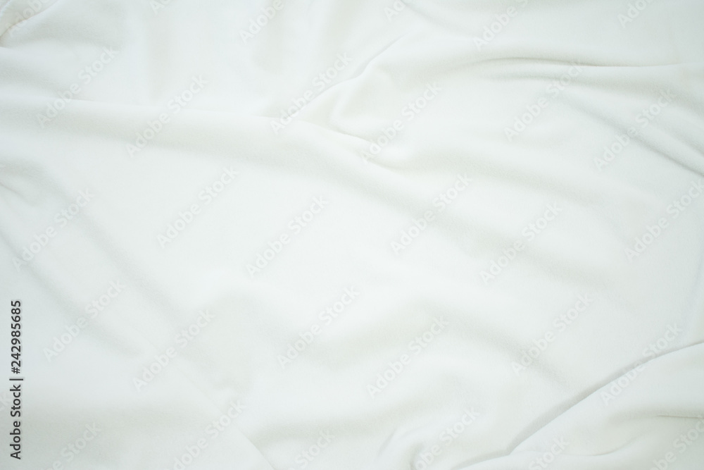 white crumpled blanket, plaid, texture, background, top view