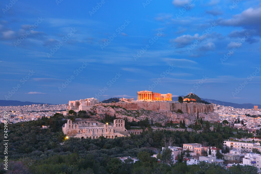 Acropolis Hill and Parthenon in Athens, Greece