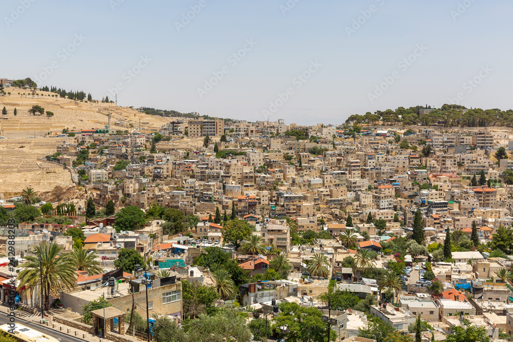 Fototapeta premium Old private buildings in the Valley in East Jerusalem