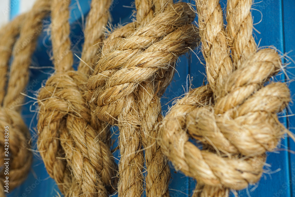 A Naval Rope on a Pier, boat detail . close up A Naval Rope on a Pier, boat detail . close up