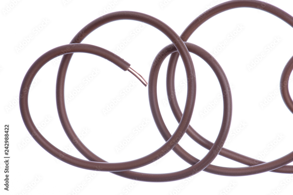 Close-up of electrical wire isolated on white background Close-up of electrical wire isolated on white background
