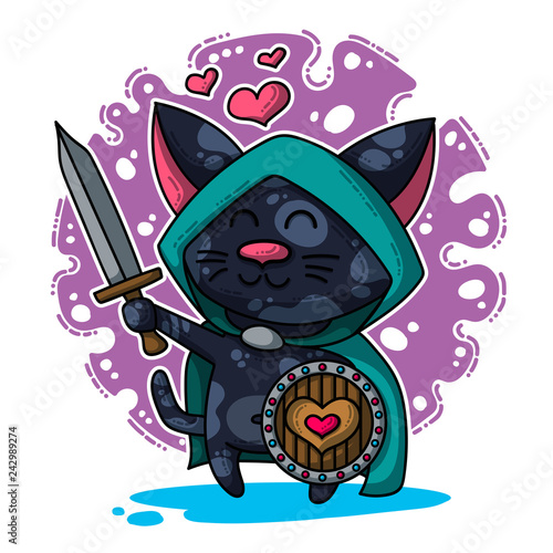 Vector illustration about Cat in love