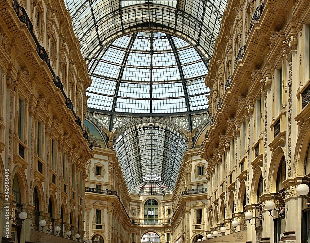 Inside the Gallery of vittorio Emanuele in Milan