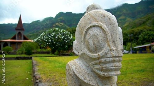 Tiki art sculpture Vaitahu on Tahuata Island Marquesas photo