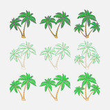 set of silhouettes of palm trees, exotic symbol