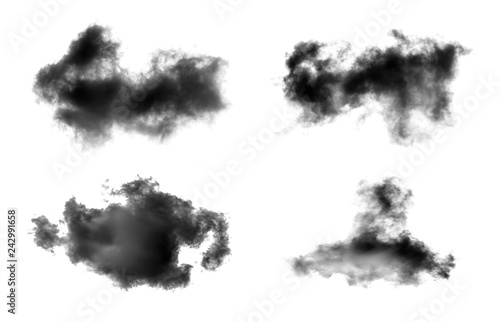 Cloud collection isolated on white background.