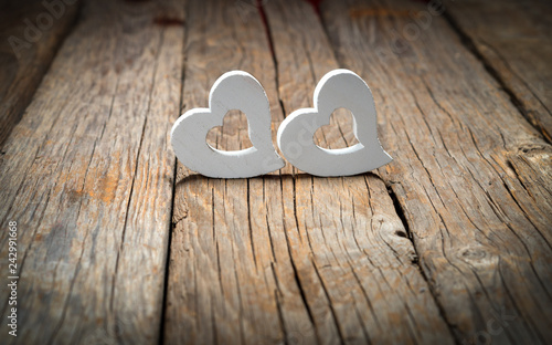 Wooden hearts, Valentine's Day background