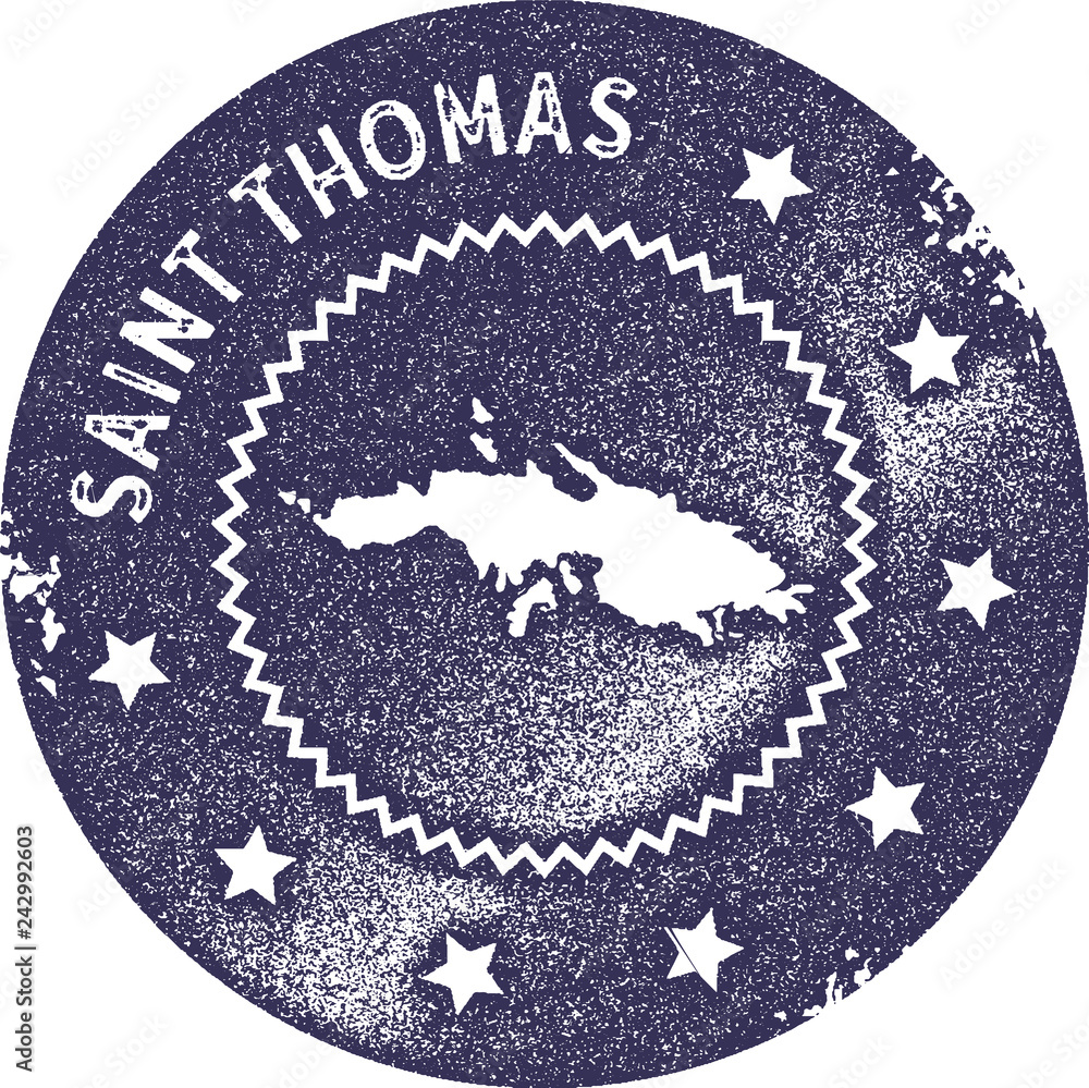Saint Thomas map vintage stamp. Retro style handmade label, badge or ...