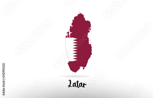 Qatar country flag inside map contour design icon logo