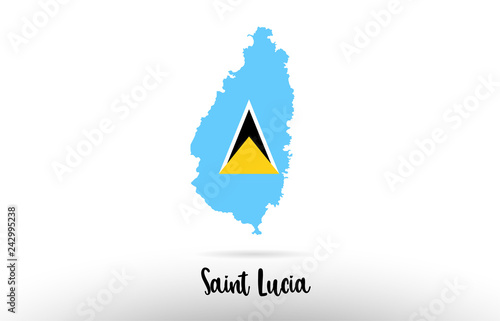 Saint Lucia country flag inside map contour design icon logo