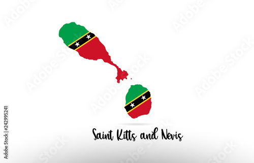 Saint Kitts and Nevis country flag inside map contour design icon logo