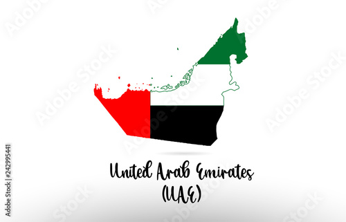 United Arab Emirates country flag inside map contour design icon logo