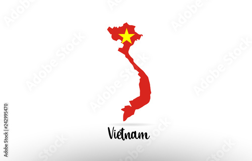 Vietnam country flag inside map contour design icon logo