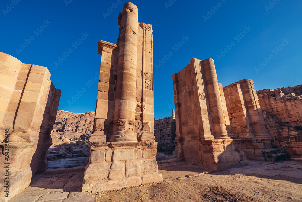Remains of a Arched Gate in ancient city of Petra in Jordan