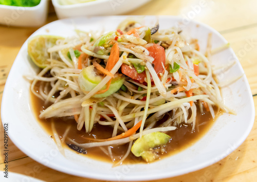 Thai food papaya salad with crab salad