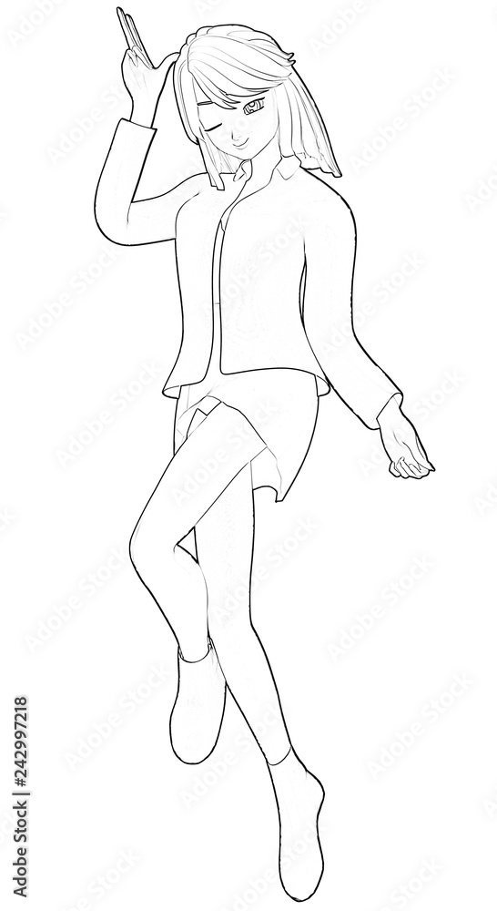 Skizze eines hübschen Manga Mädchen. Skizze eines hübschen Manga Mädchen.