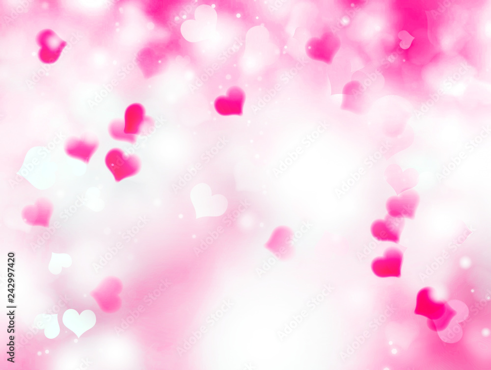 Bright background blur with hearts