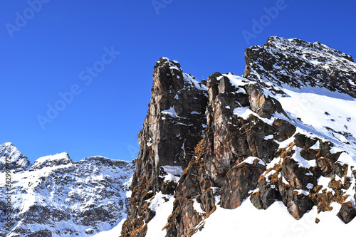 Snowy mountain in the period of March of Alagna Valsesia