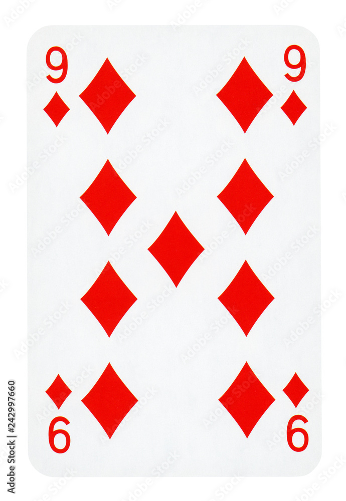 Obraz premium Nine of Diamonds playing card - isolated on white (clipping path included)
