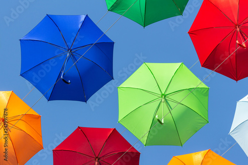 colorful umbrellas create a mood