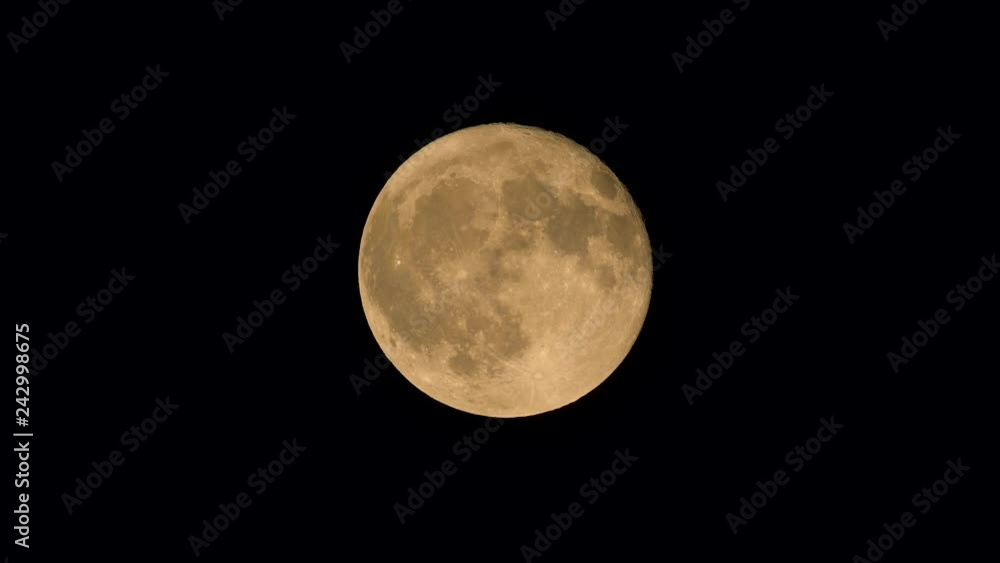 Bright Orange Full Moon Clear Sky Close Up, 4k Bright Orange Full Moon Clear Sky Close Up, 4k