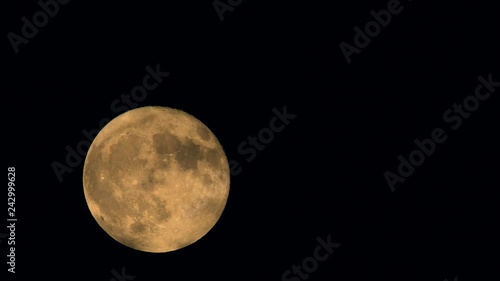 Bright Orange Full Moon Close Up, 4K