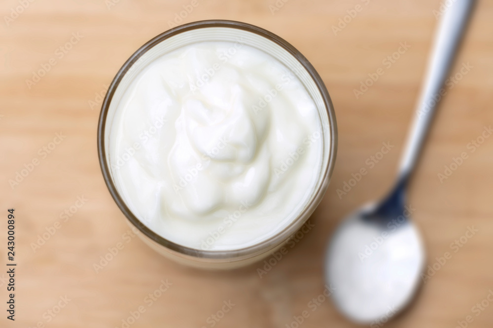 Yogurt is a healthy breakfast. Yogurt made from milk fermented by added bacteria, often sweetened and flavored. Yogurt is a healthy breakfast. Yogurt made from milk fermented by added bacteria, often sweetened and flavored.