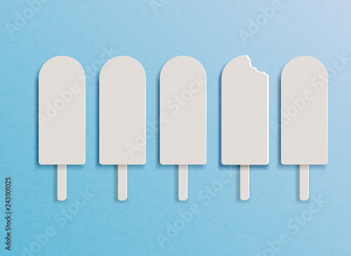Vector illustration ice cream in a row in minimal style.