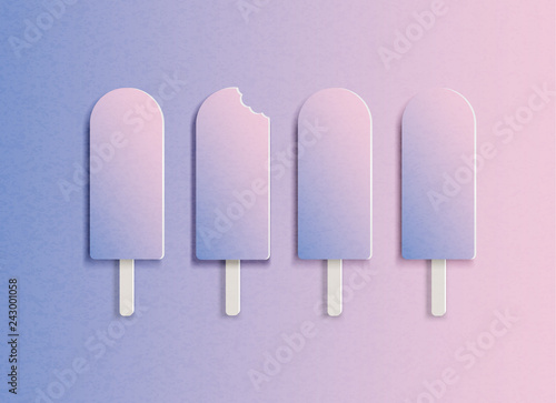 Vector illustration ice cream in a row in minimal style.