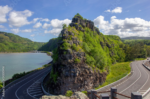 Coastal road on Mauritius island. Bel Ombre, Mauritius.
