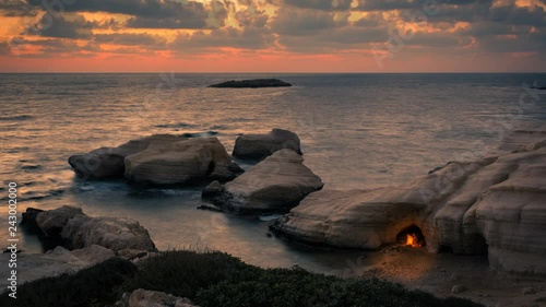 Wallpaper Mural Cinemagraph sunset seascape with bonfire Torontodigital.ca