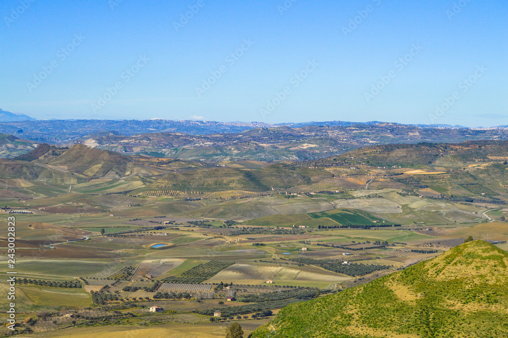 View from Mazzarino of a Beautiful Sicilian Scenery, Caltanissetta, Italy, Europe