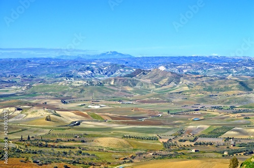 View from Mazzarino of a Beautiful Sicilian Scenery, Caltanissetta, Italy, Europe © Simoncountry