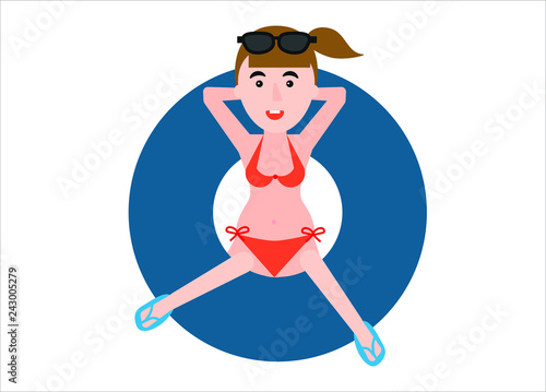 Girl on a floating tire