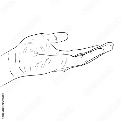 Empty open black circuit hand . Hand drown vector illustration.