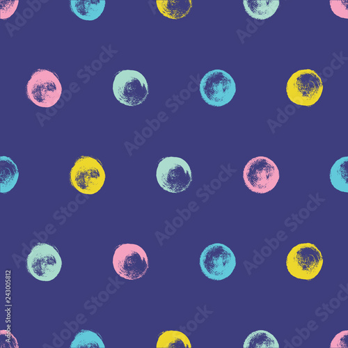 Cute Seamless pattern of hand drawn brush spots and splashes, ink and paint textures design elements.