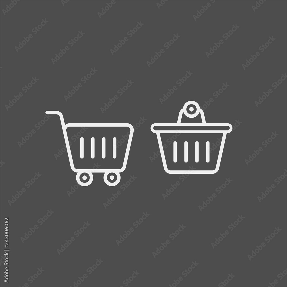 Food cart flat vector icon. Basket flat vector icon Food cart flat vector icon. Basket flat vector icon