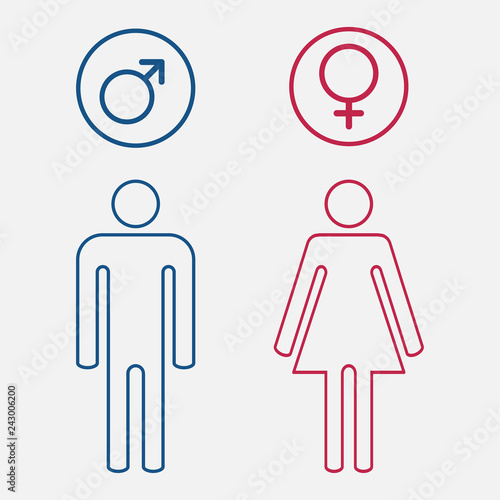 Male and female, set of gender symbols