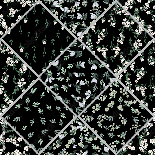 a seamless vintage pattern with harebell flowers