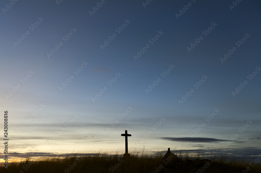 Crossings of stone representative of the Holy Week with background at dusk. Crossings of stone representative of the Holy Week with background at dusk.