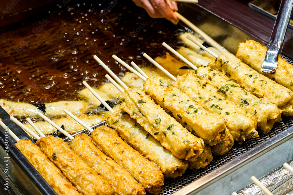 The handmade fish cake at the Traditional Market in south korea
