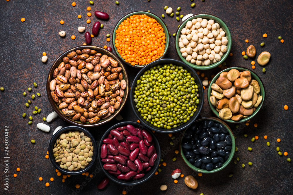 Legumes, lentils, chikpea and beans assortment. Legumes, lentils, chikpea and beans assortment.
